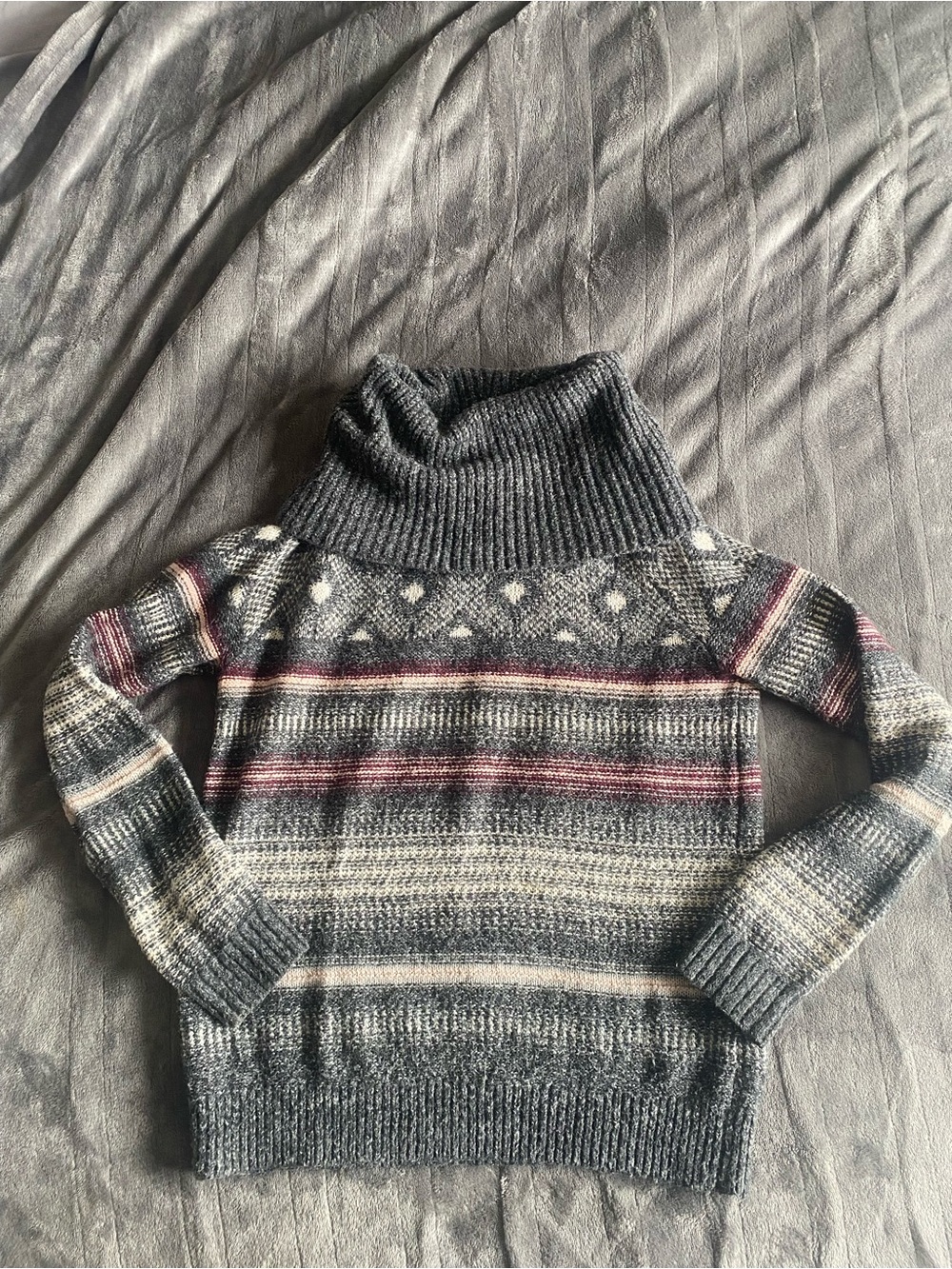 Hollister Gray & Pink Cowl Neck Knit Sweater